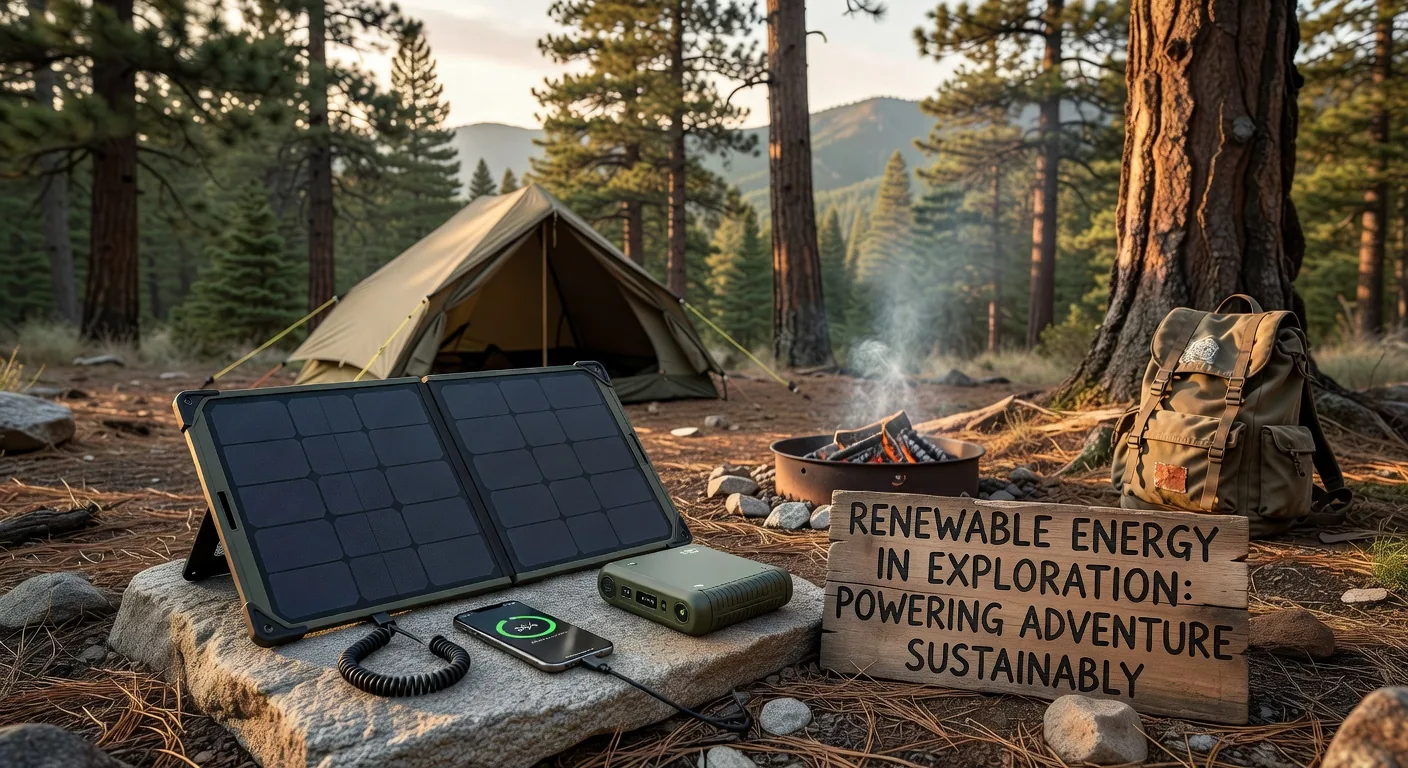 Solar charging station at a minimalist basecamp
