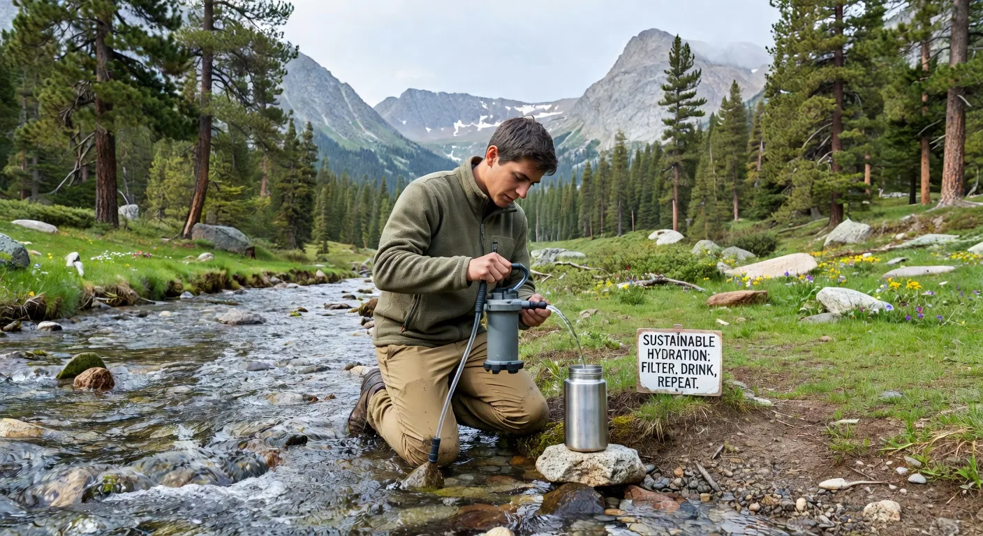 Water filtering from a clear mountain stream
